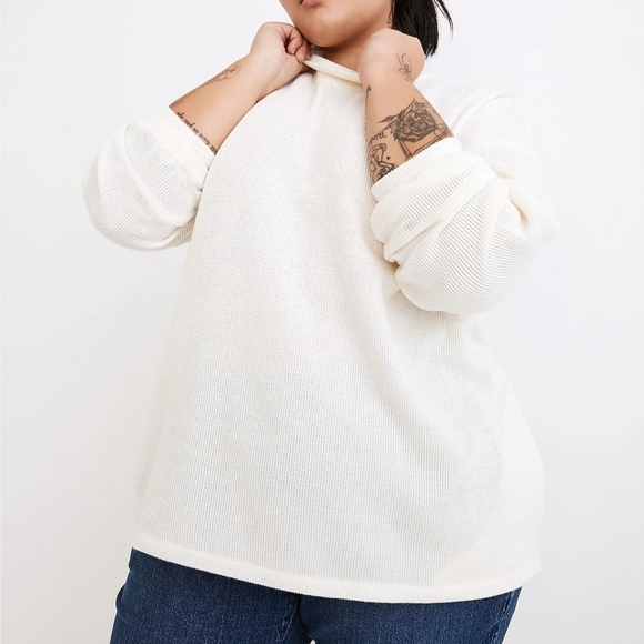 Madewell mock neck button back top SZ.L NWT Antique cream - Picture 2 of 10